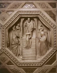 Darstellung der Jungfrau im Tempel, Detail vom Sockel des Tabernakels, 1349-59 (Marmor)